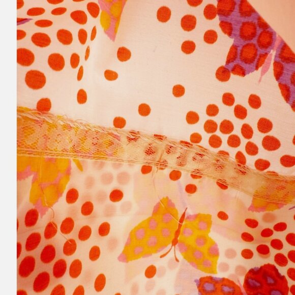 Vtg I. MAGNIN & CO. Butterfly Print Shirt Dress Sz 8 1950s - Picture 4 of 6